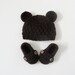 Crocheted Baby Teddy Bear Beanie and Two Button Loafers in Dark Brown (size 0-3, 3-6, 6-9, 9-12 months)