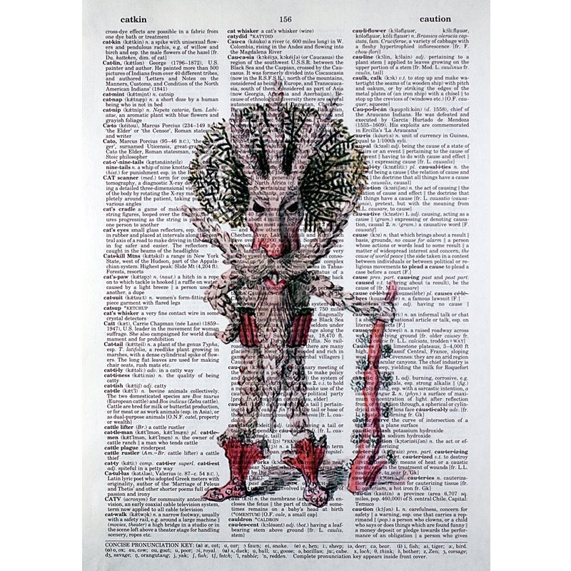 Coral Polyp Mardi Gras Costume Print on a Vintage Dictionary Page