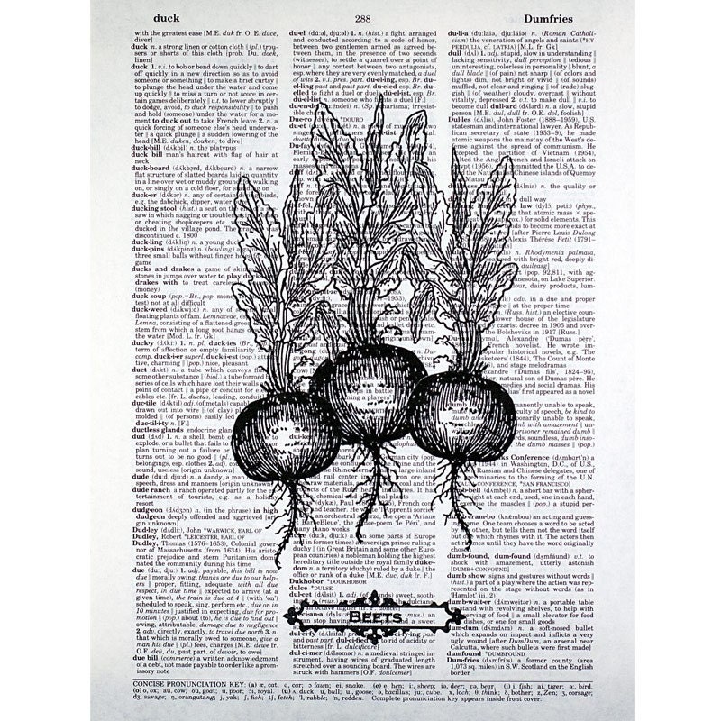 Eat Your Vegetables Beets Print on a Vintage Book Page