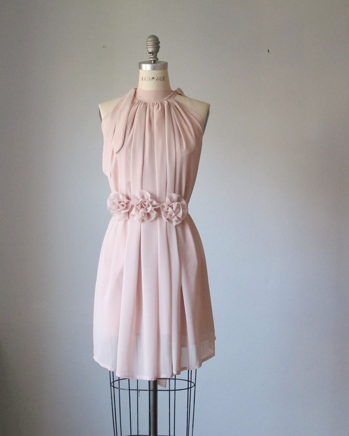 Dress Romantic Bridesmaids Wedding Dreamy Misty/ Blush Rose Tea Nostalgia Dusty Pink Rosette Soft Heavenly Chiffon