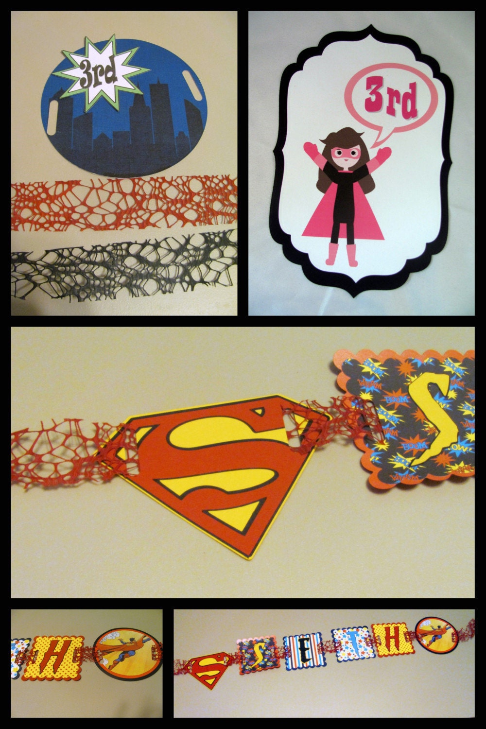 Super Hero Birthday Banner Featuring Superman or Super Girl