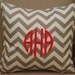 Gray & White Chevron 20" Pillow Cover with Monogram