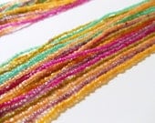 36 Inch Multistrand Glass Necklace- 18 Strands- Rainbow- 1980s- Vintage