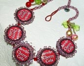 Bottled Cherries Necklace Bead Embroidery Necklace