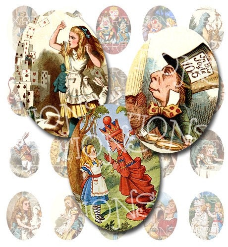 Digital Collage Sheet - Alice in Wonderland - 25x18mm