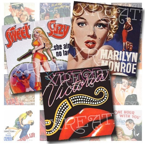 Classic Movie Posters in 1x1 inch squares for your scrabble tile pendants