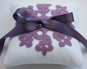 Felt Ring Bearer Pillow Lavender Winter Snowflake