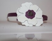White and Purple Leather Flower Headband