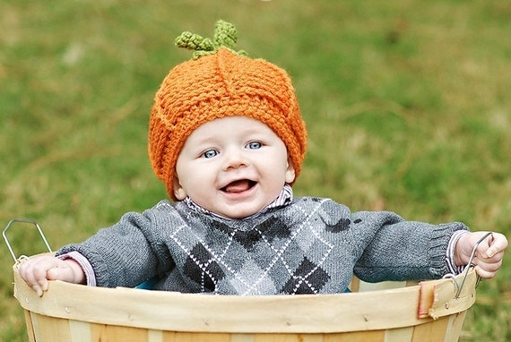 SALE - Save 15% -Pumpkin Hat - Baby Hat -Textured Pumpkin Hat -Newborn Baby Hat - by JoJosBootique