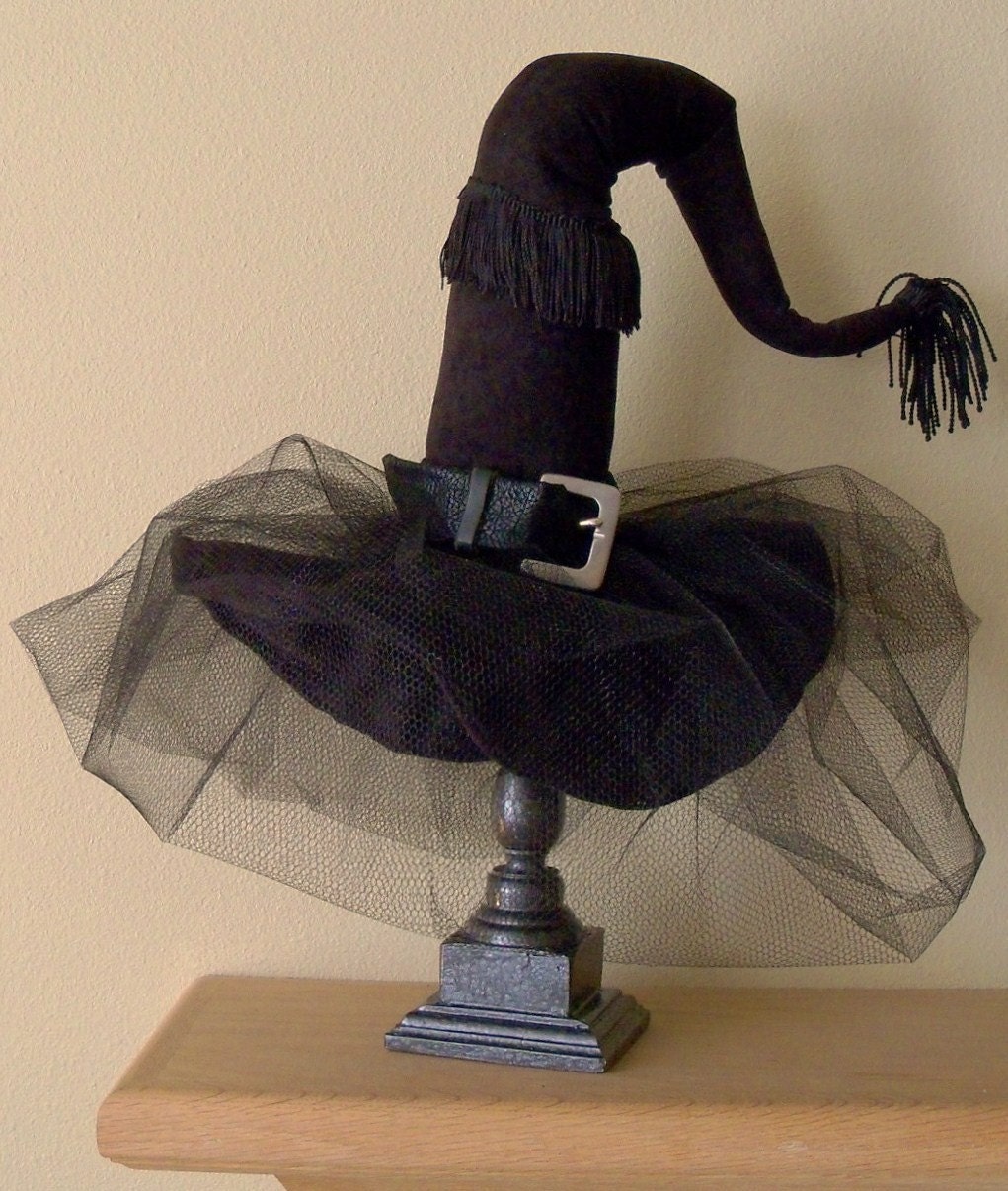 Witch Hat - Halloween -Diva Witch Hat Decor, Black on Black - Witch Hat Decor - by JoJo's Bootique