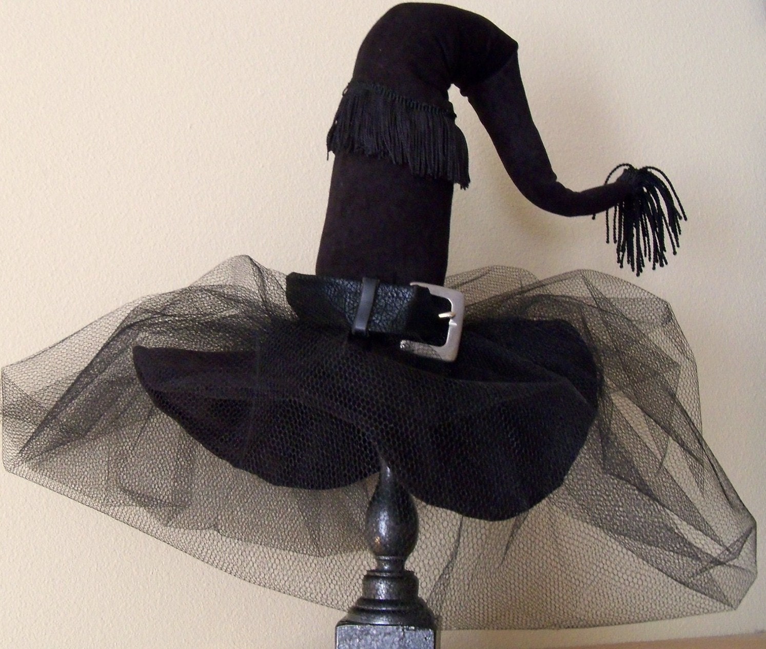 Witch Hat - Halloween -Diva Witch Hat Decor, Black on Black - Witch Hat Decor - by JoJo's Bootique