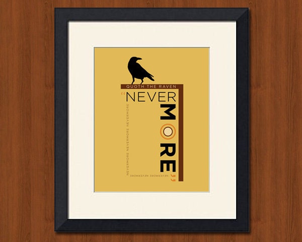 Edgar Allan Poe Inspired Art Print, The Raven, 8x10 inch