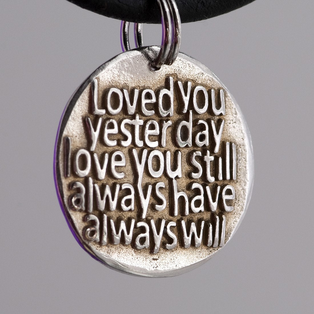 Love you (Bold style)  (025) ... Inspirational Quots in Solid Silver Pendant, Necklace, Cell Phone Charm, Keychain,  Custom Quote
