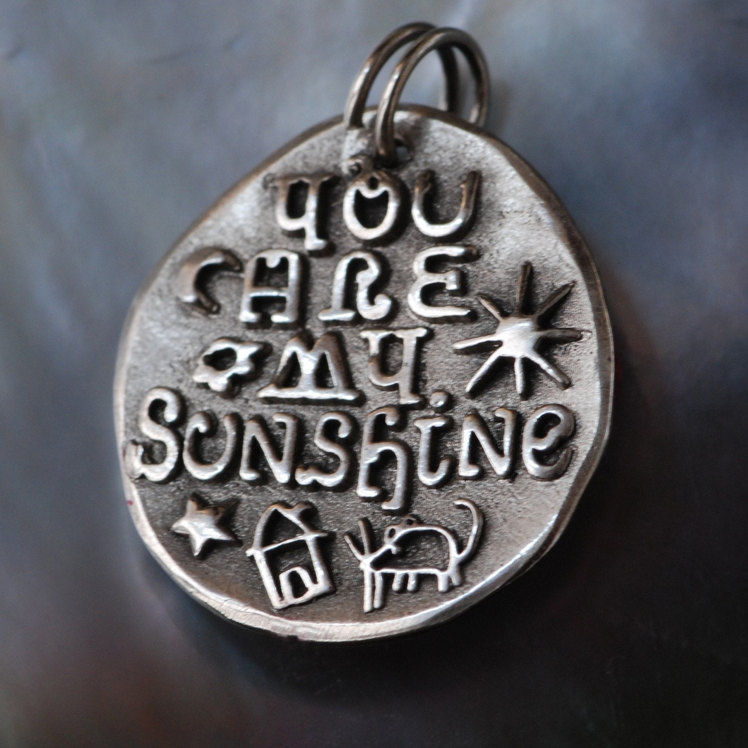 Discount - You are my Sunshine ... Inspirational quote Silver pendant