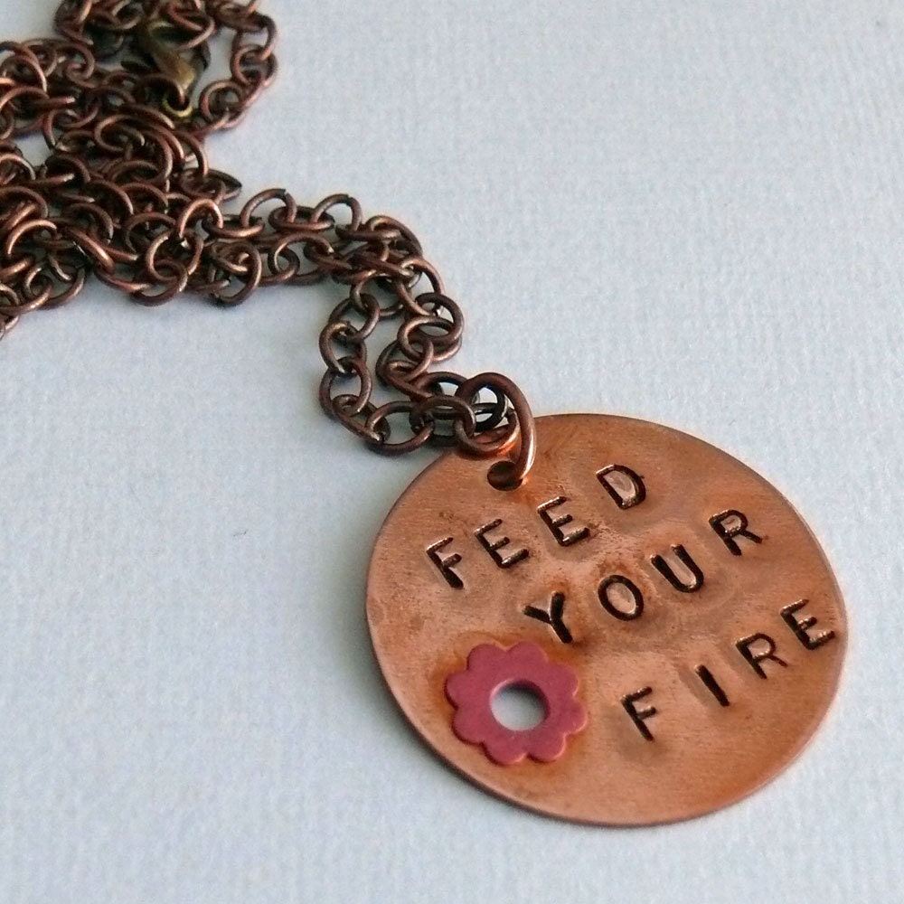 Feed your Fire pink flower circle pendant
