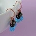 bicycle chain jewelry blue glass earrings, Tour de France bike jewelry