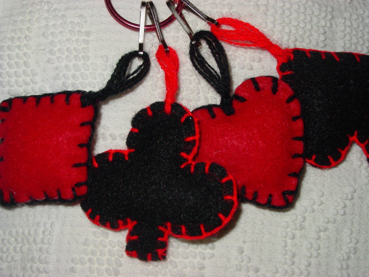 Set of 4 Card Suit Zipper Pulls/Keychains/Backpack Charms