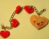 Puffy Two-Sided Heart Charm Bracelet