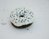 Joy Filled Donut Rattle for Babes - Devil's Food with White Glaze, Blue Sprinkles