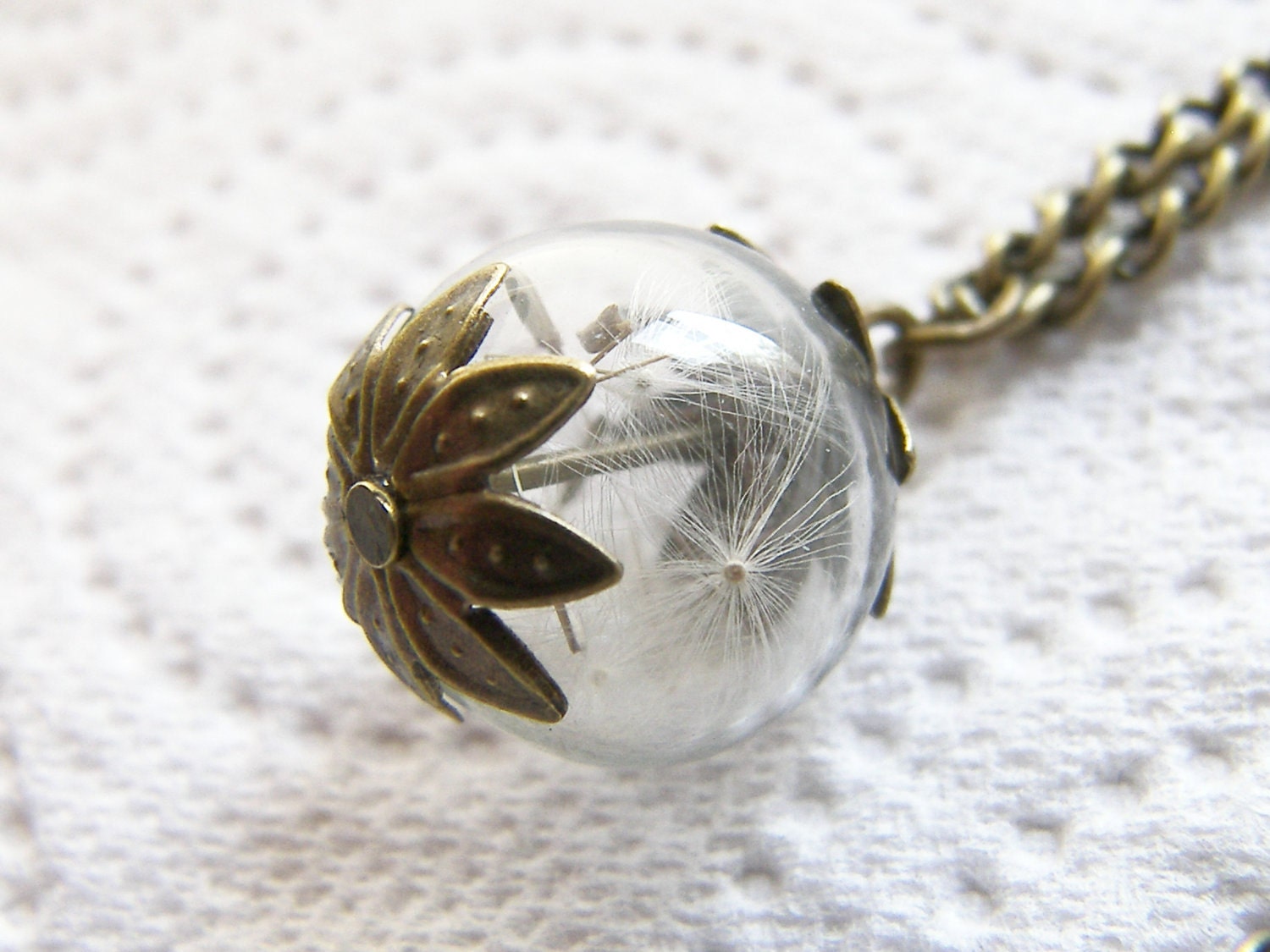 Real Dandelion Seeds Tiny Glass Globe Necklace Set of 4 - Bridesmaid Gift - Bridal Jewelry - MAKE A WISH