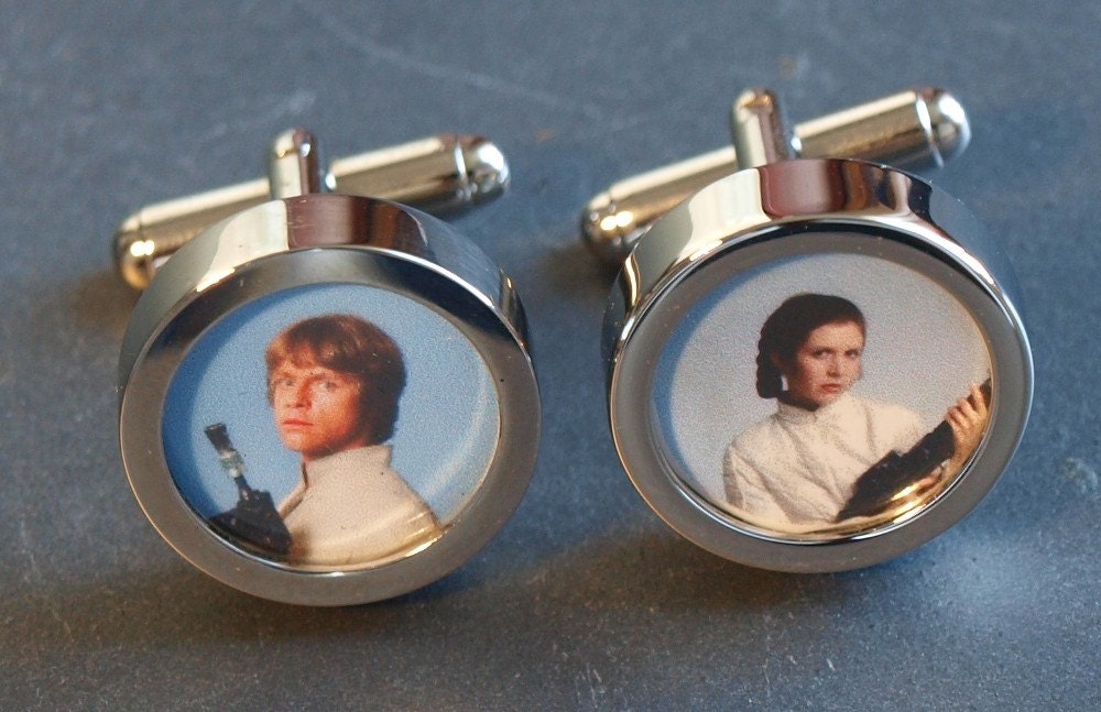 Luke Skywalker and Princess Leia Cuff Links, Choose one image or both