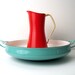 DANSK Large Enamel Pan Buffet Server in Turquoise - 4 ducks, made in Denmark