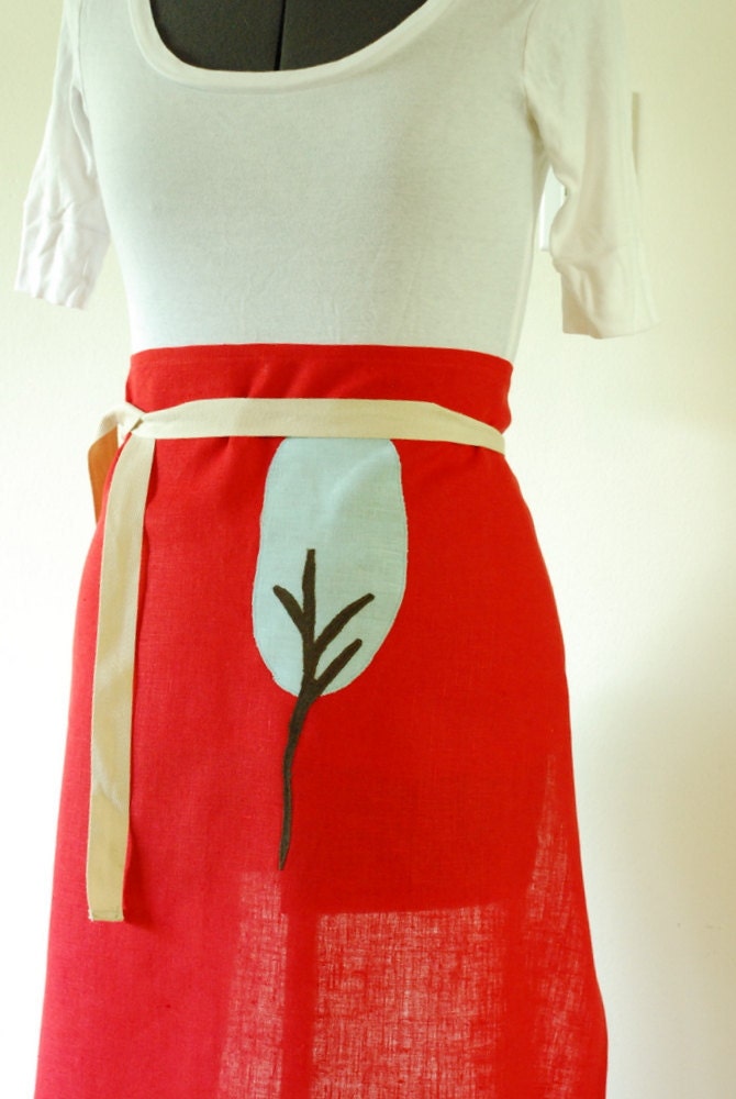 Firecracker Red Linen Bar Apron