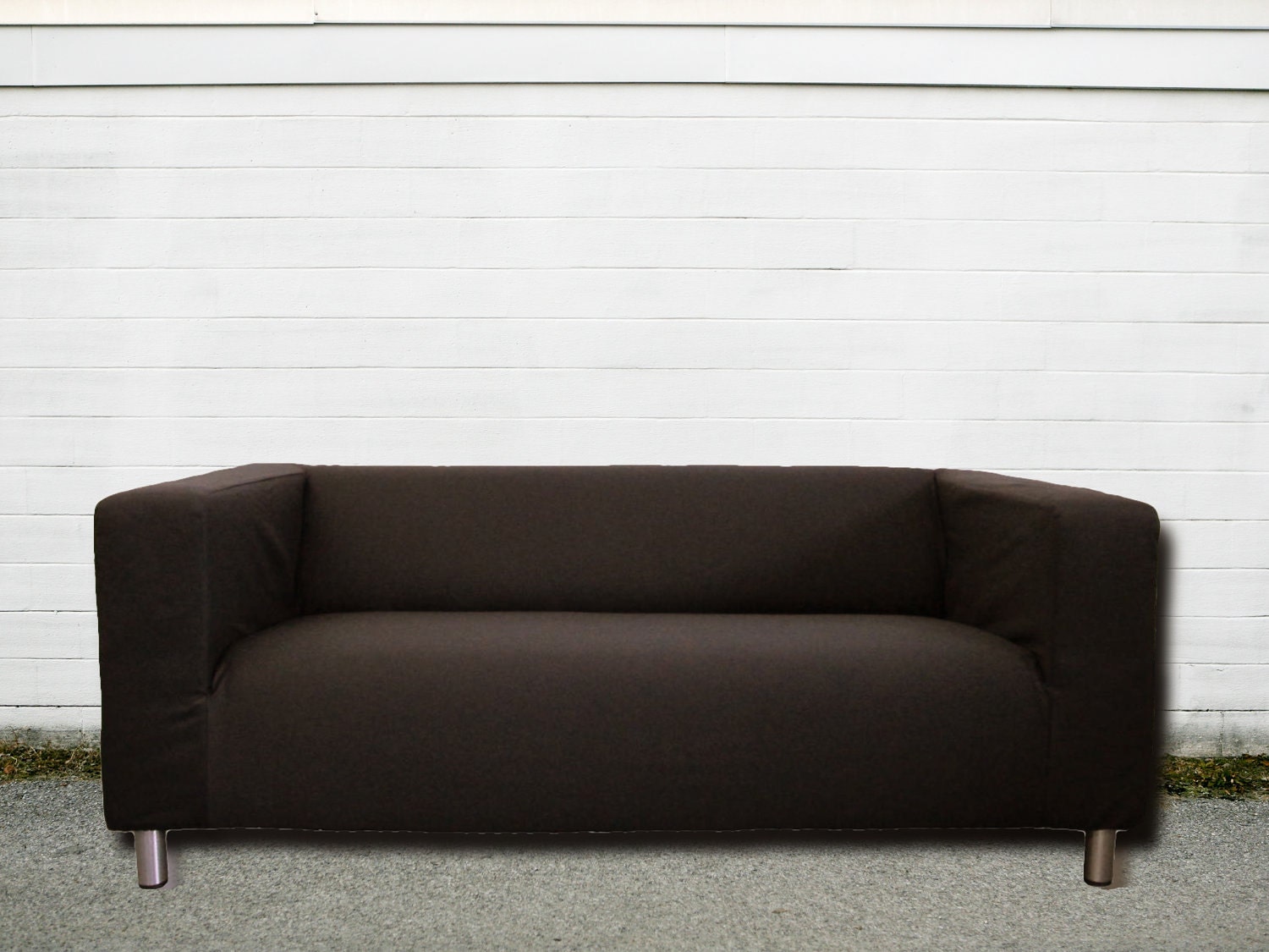 Custom IKEA Klippan Loveseat Slipcover in Espresso Brown Cotton Twill