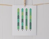 Geometric print, abstract trees: 11 x 14 SALE PRINT