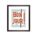 Bonjour, French, hello greeting, typography art print, blue & red: 8 x 10