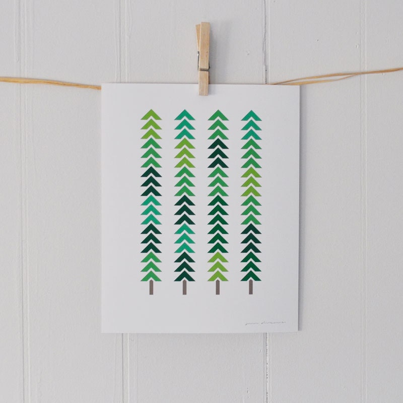 Geometric print, abstract trees: 8 x 10