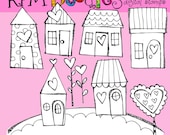 INSTANT DOWNLOAD Love Shacks Digital Black Line stamps
