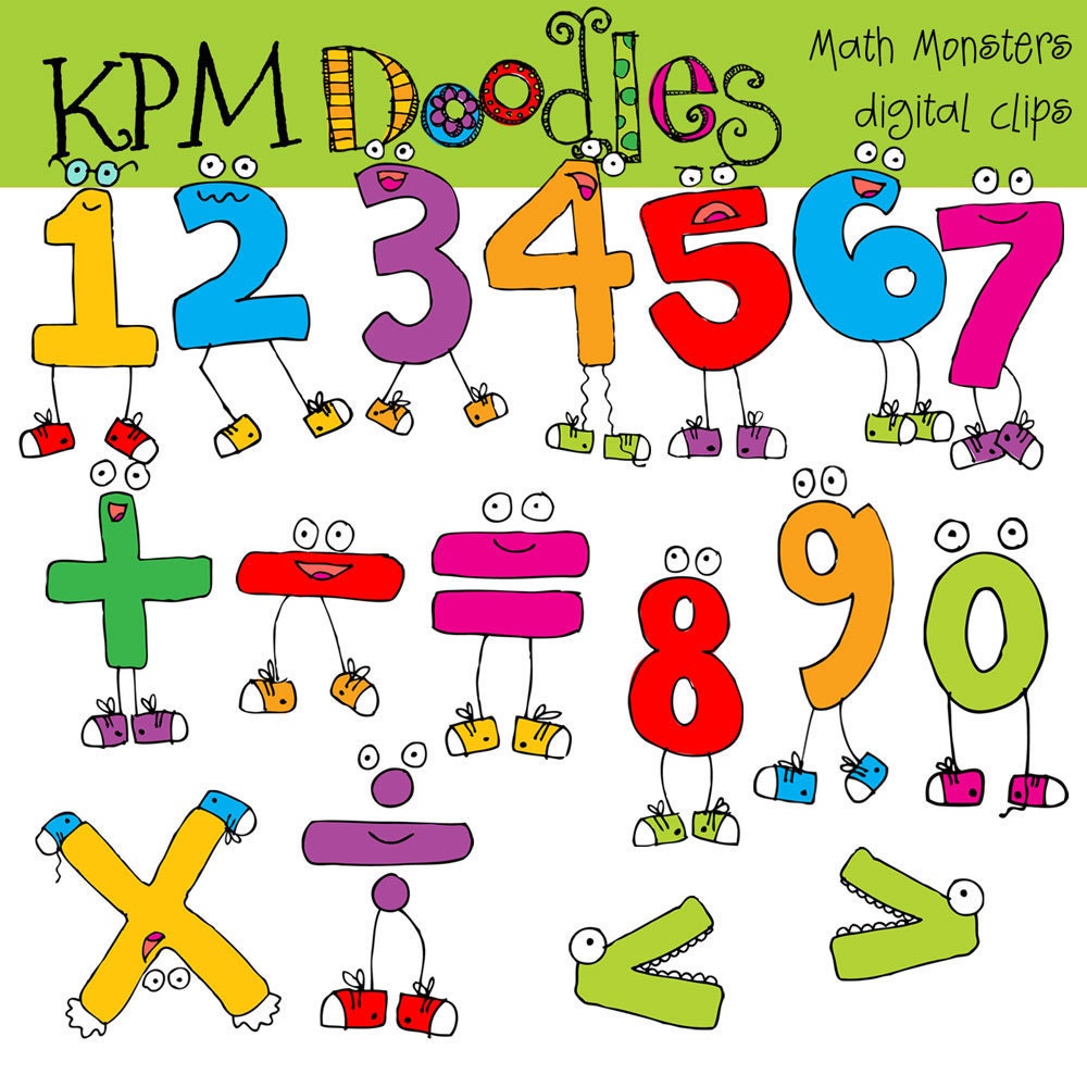 COMBO PACK Rafa's Math Monsters Digital Clip art and black line stamps