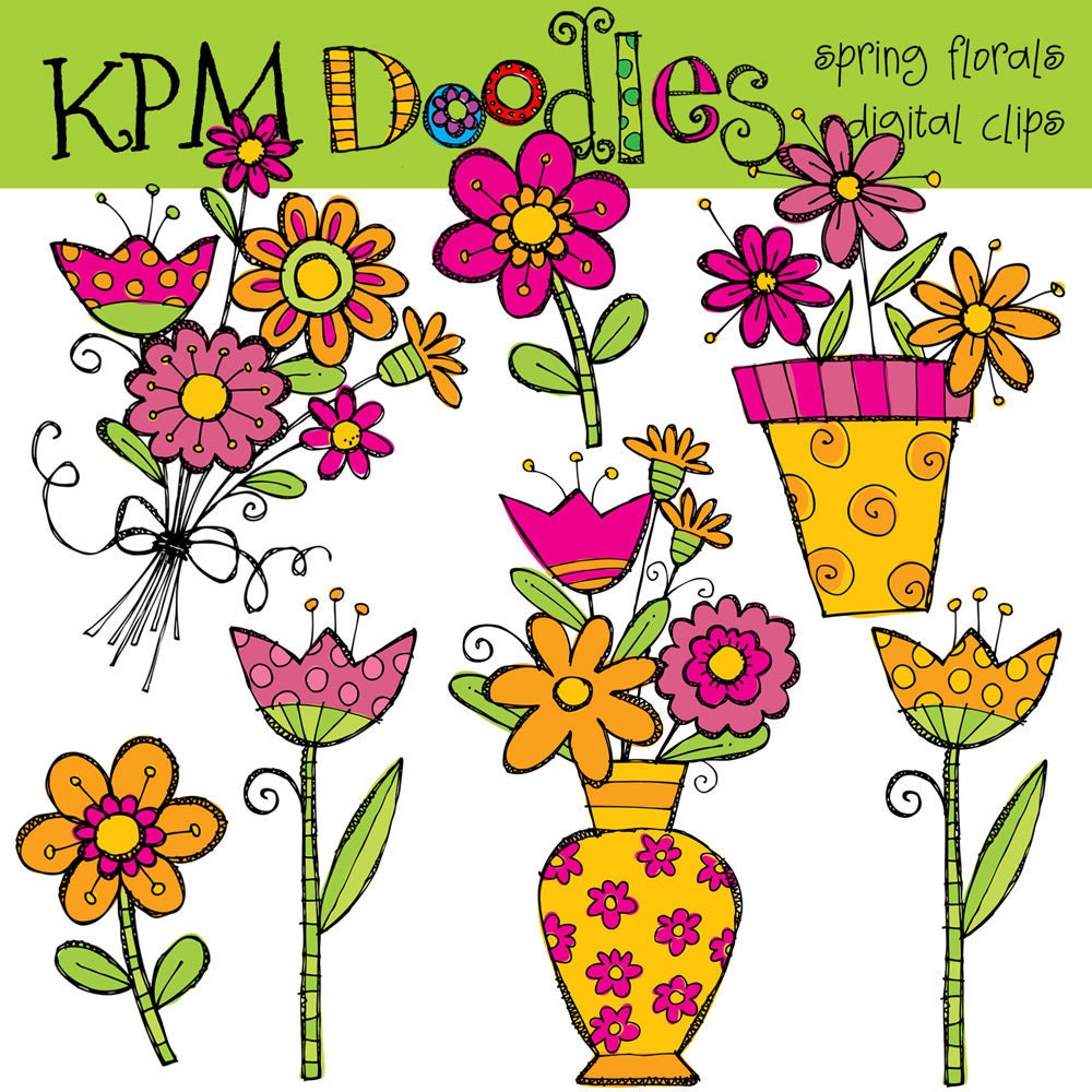 INSTANT DOWNLOAD Bright spring florals Digital Clip art
