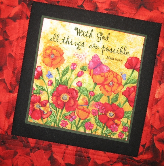 Wall Art or Mug Rug Scripture "With God all things are possible."