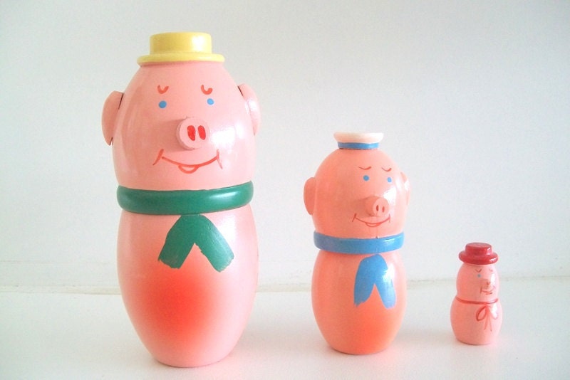 Polish Nesting Piggies - Wooden//Hand Painted
