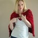 Knit Red Shawl, Dark Red Wrap, Cape