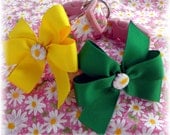 Dog Collar Field of Daisies Pink with Bow Size EXTRA SMALL or  SMALL  Adjustable Dog Collar with D Ring