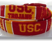 Dog Collar USC Trojans Red and Yellow Gold without Bow  SIZE  MEDIUM  Adjustable Dog Collar with D Ring Handmade