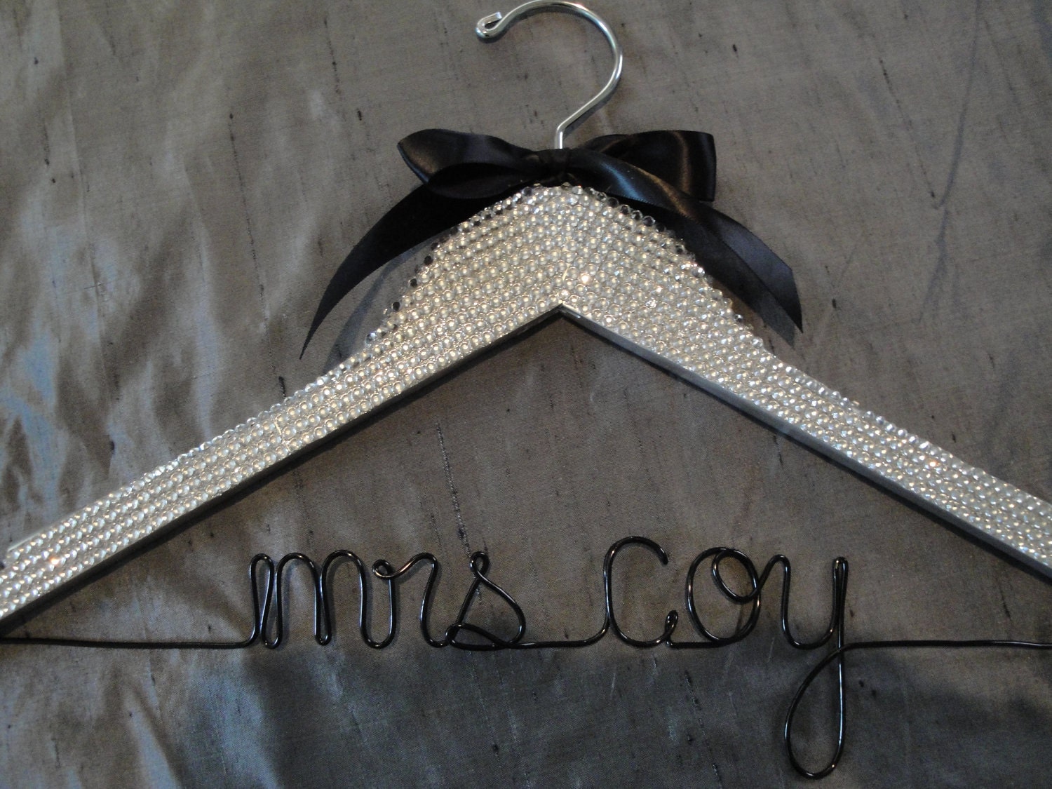 Personalized Bridal Hanger - BLACK wire,"Girl's Best Friend, the ultimate bridal hanger