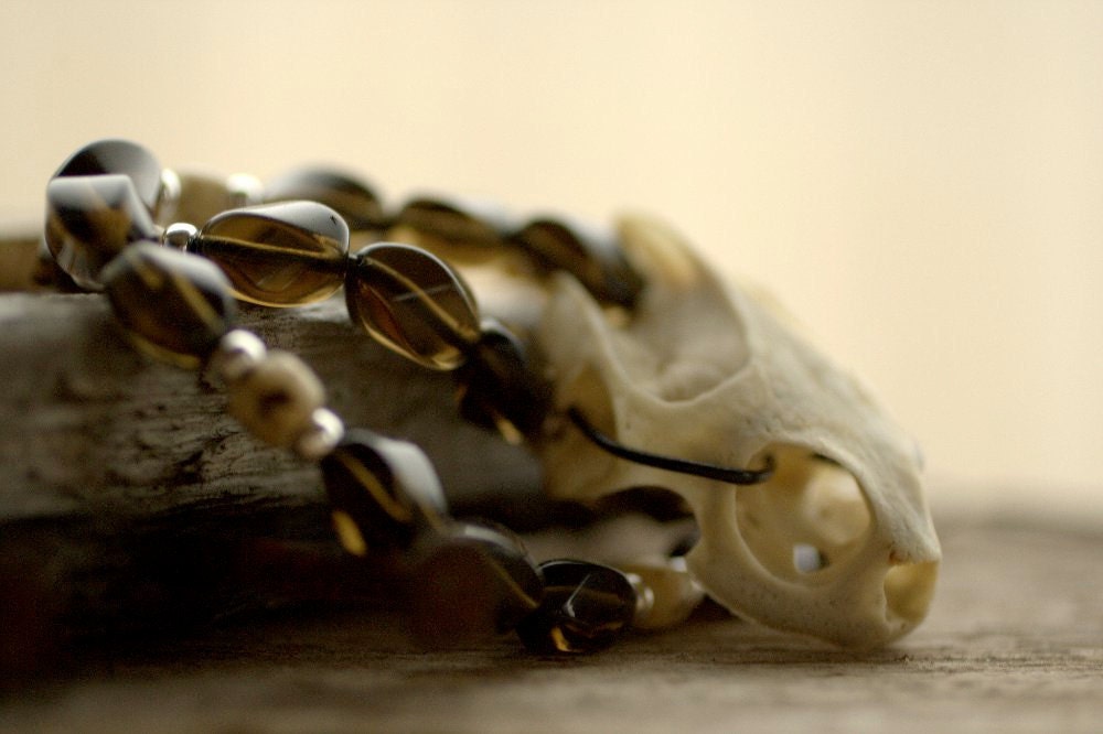 Turtle Skull Necklace - Unisex Tribal Boho Chic Modern Primitive Beaded Gemstone Jewelry OOAK