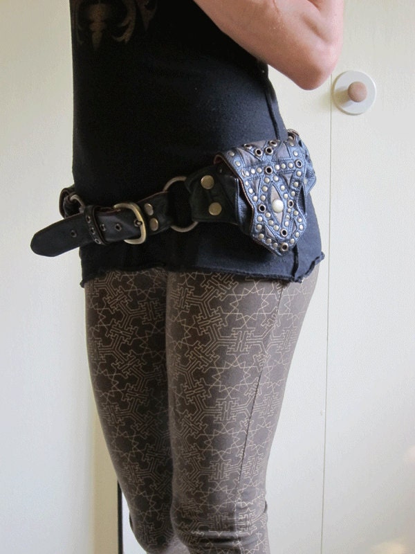 Tribal Leather Brass Ring Utility Belt