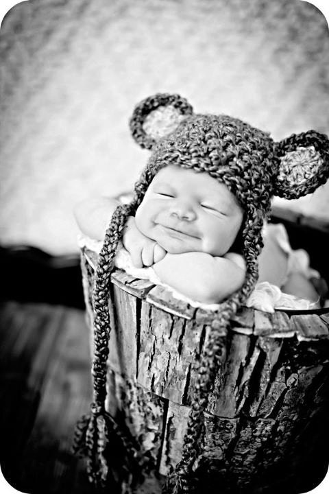 Teddy Bear Hat Newborn Photography Prop With Earflaps