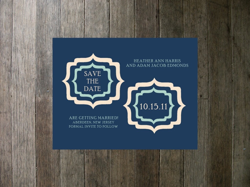 Printable Save the Date - Navy Blue Outlines