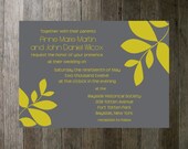Printable Wedding Invitation - Gray and Yellow Leaves