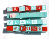FRIENDS hand painted magnetic clothespin pegs