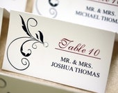 Floral Scroll Escort Cards, Table Tent Style, Deposit