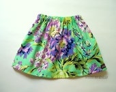 Girls Twirl Skirt Green and Purple Flowers, Amy Butler Fabric, 18m 2T 3T 4T 5T 6 7 LIMITED