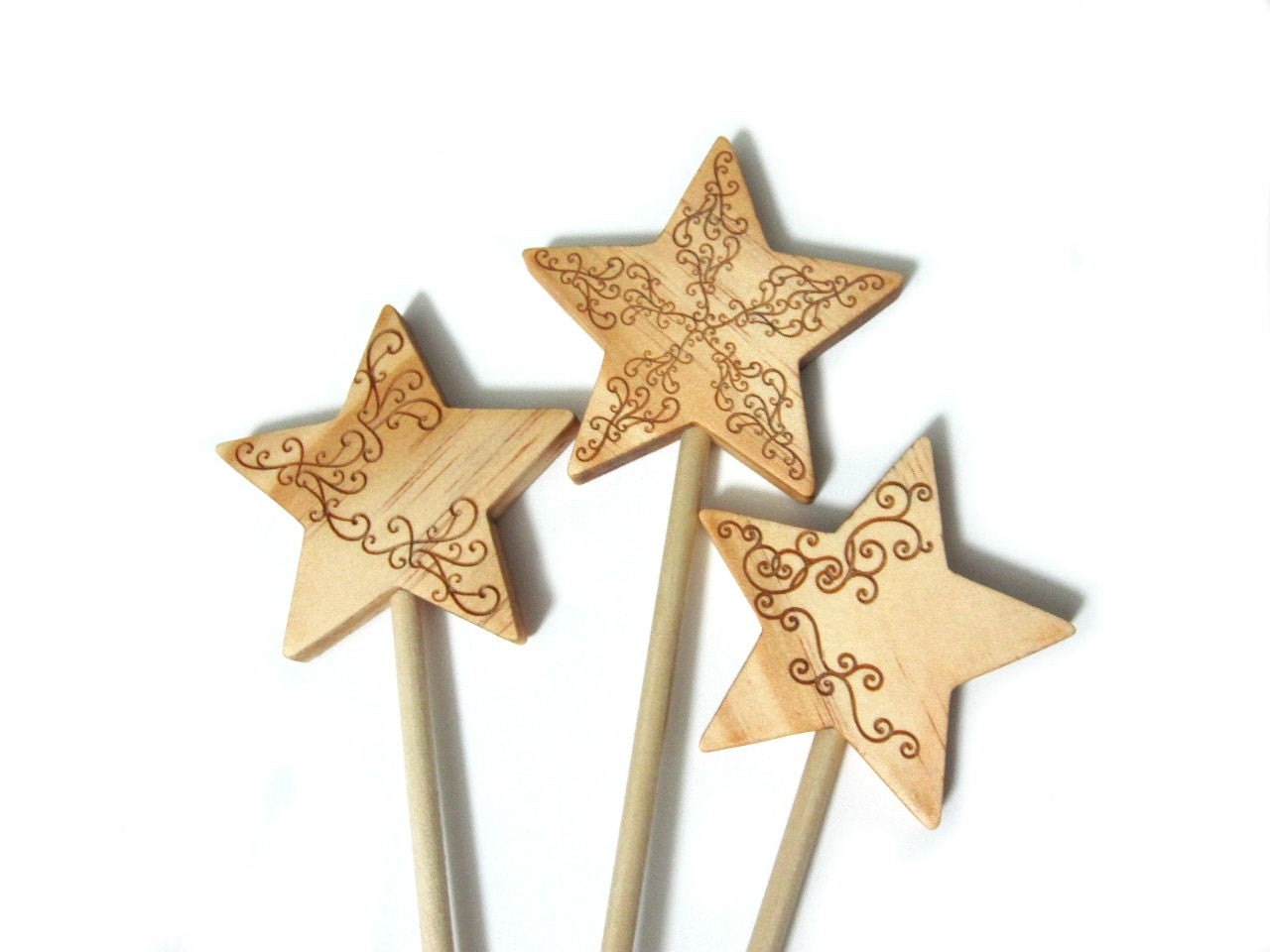 Natural wood wand 3 magic wand play fairytale fantasy kids children