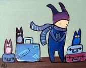 Childrens Decor, Whimsical Owl Nursery Art, Original Acrylic Painting